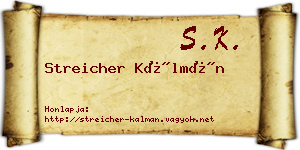 Streicher Kálmán névjegykártya
